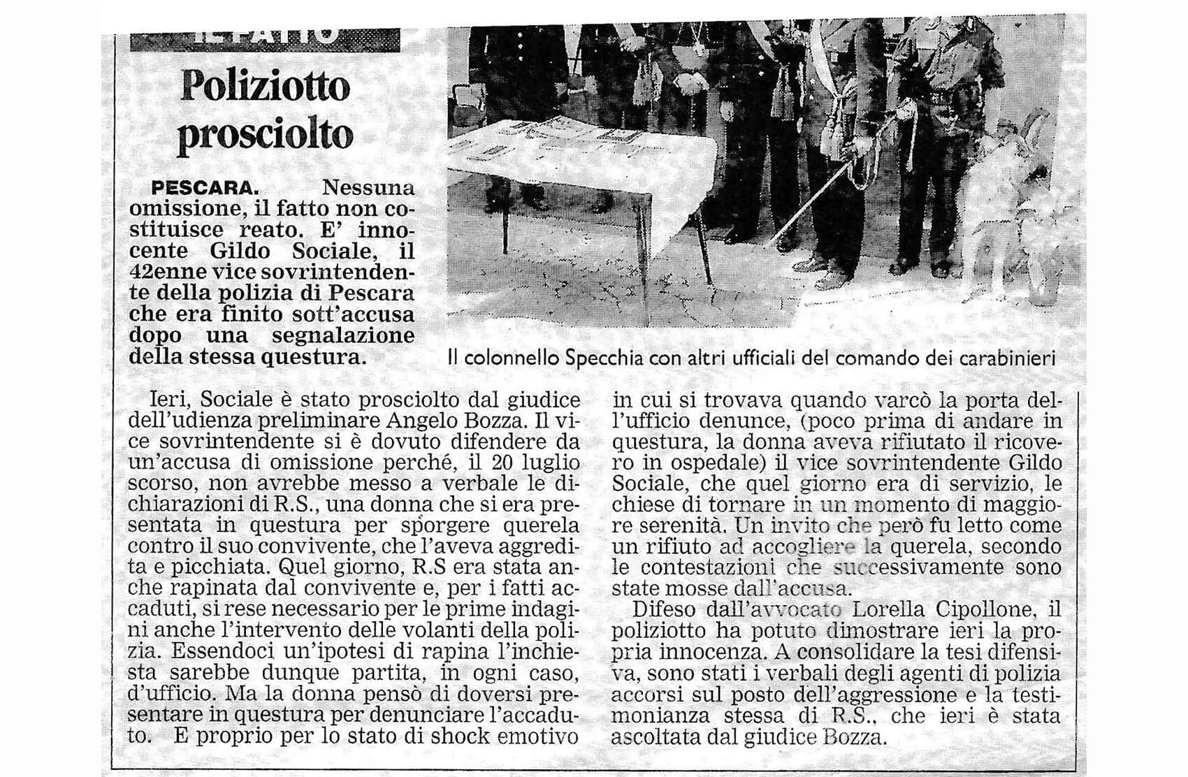 Poliziotto prosciolto