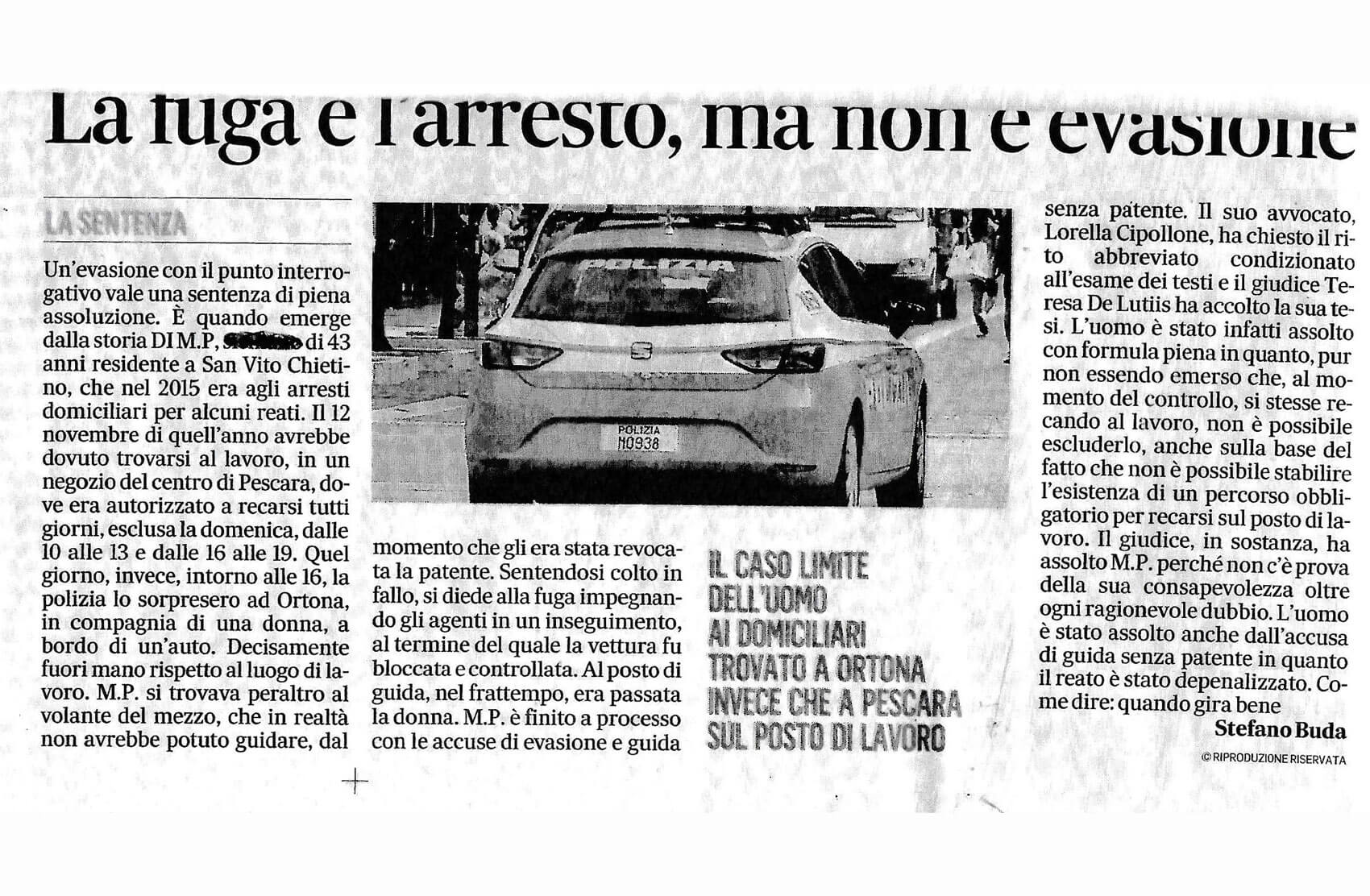 La fuga e l'arresto, ma non è evasione